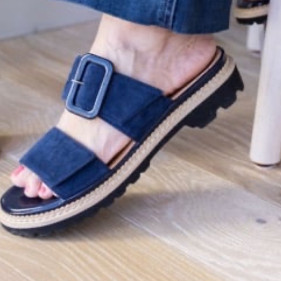 L’Amour Des Pieds Dalbir Blue Suede Sandals - Picture 2 of 6